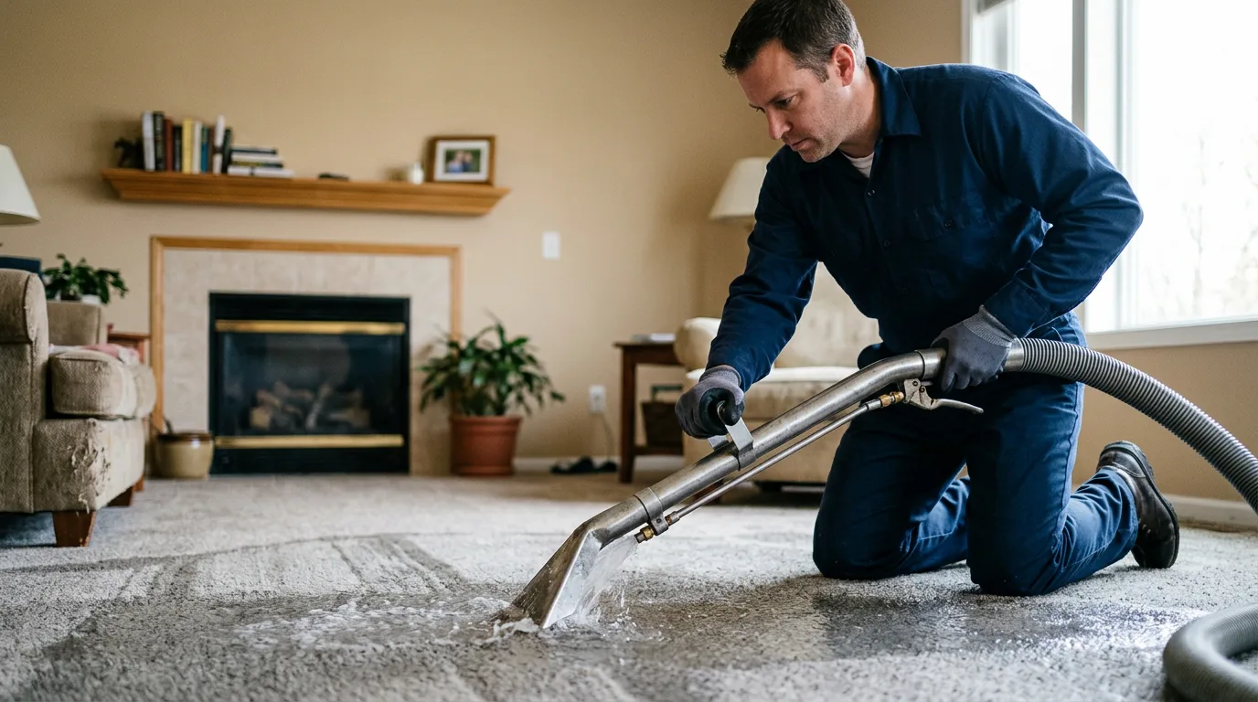 Water damage restoration technician working near Hundred, WV